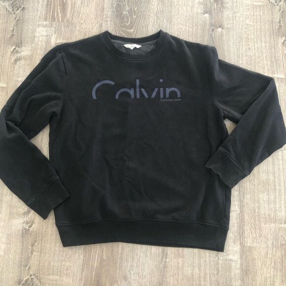 Calvin Klein Jeans Mens Black Pullover Crewneck Long Sleeve Sweatshirt Sz Large - Picture 1 of 10